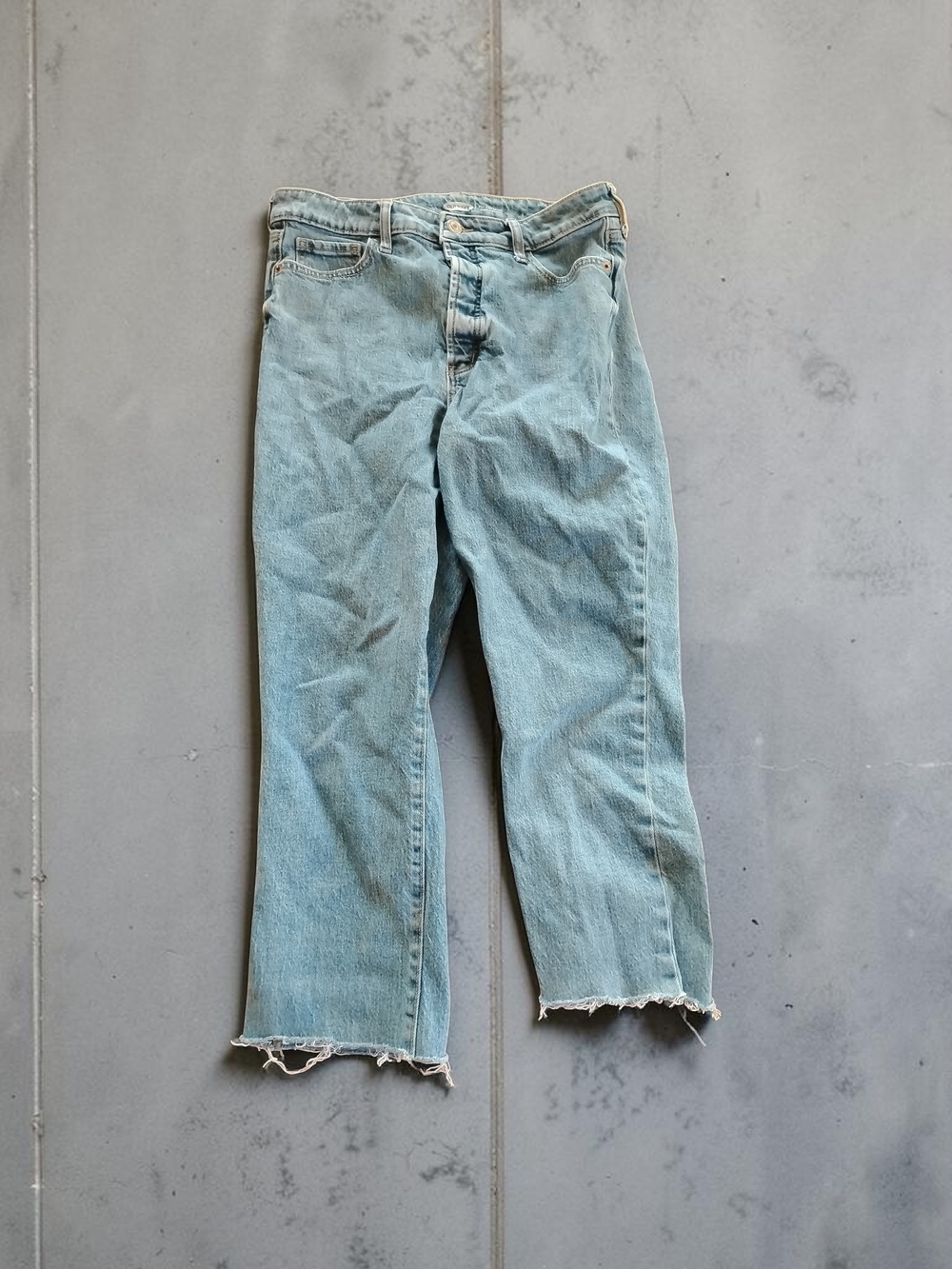 Old Navy Light Wash Raw Hem Straight Leg Jeans